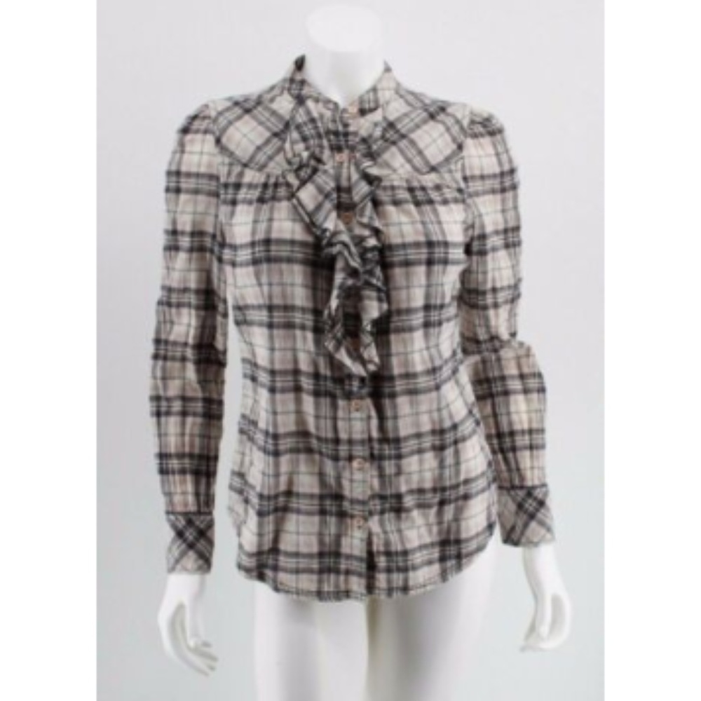 Anthropologie Fei Top Sz 10 Plaid Button Down